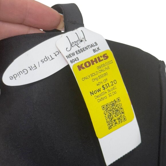 Jezebel Womens Black Strapless Bustier Bra SZ 32DD Nylon/Spandex Adj Strap - Picture 13 of 14